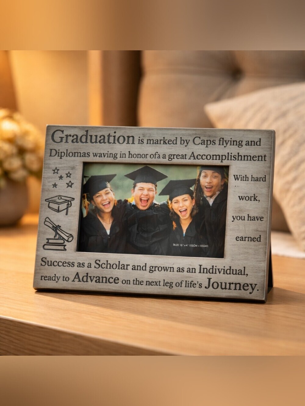 NWOB Graduation Themed Photo Frame - Gray Pewter